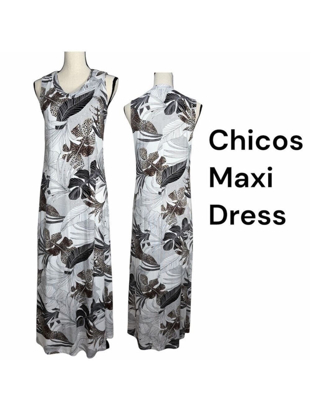 Chico's Maxi Dress Leopard Print Pullover Small